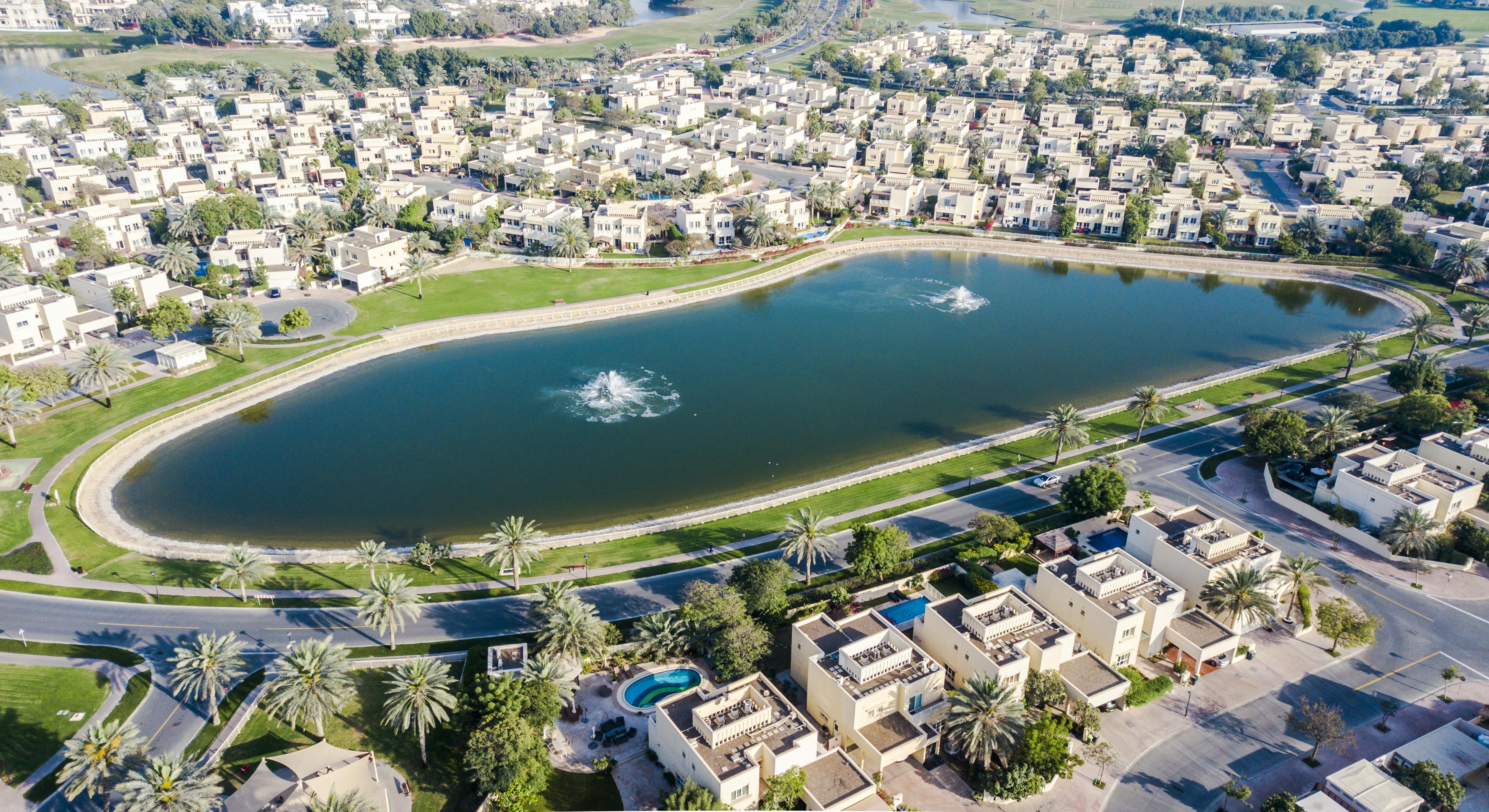Aerial view of a Dubai masterplanned community